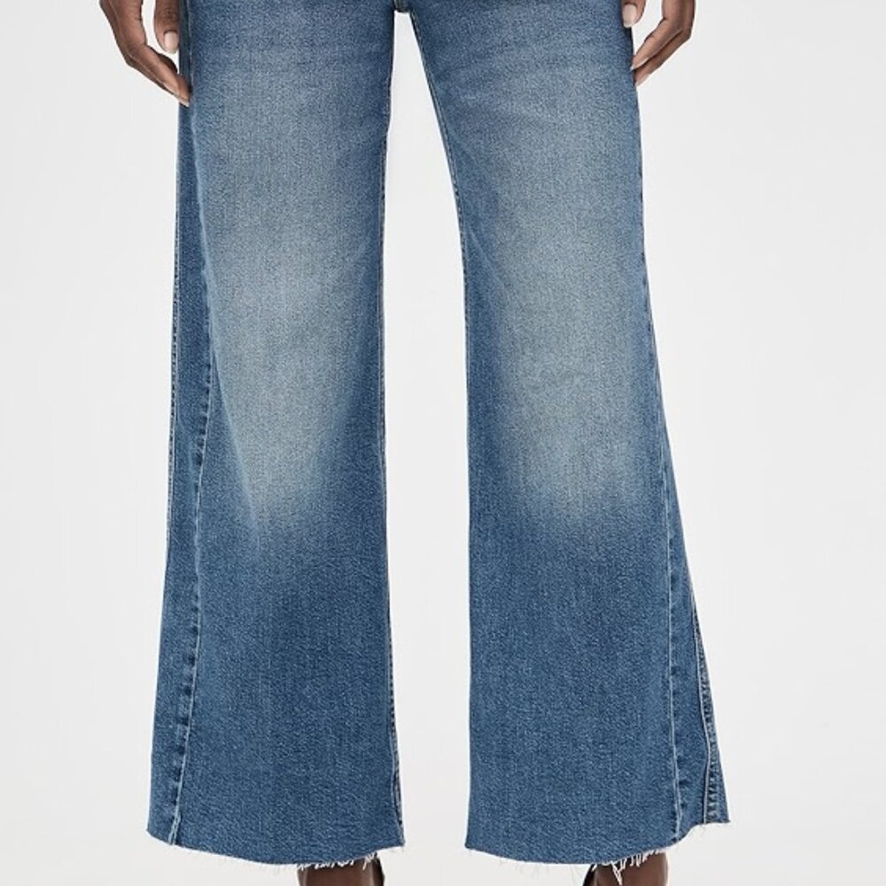 Good American Good Skate Cropped Wide Jeans - Indigo, Size 6/28